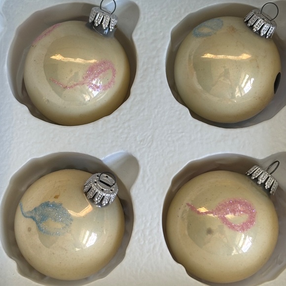 VINTAGE Walt DISNEY Baby MICKEY & MINNIE MOUSE Set 4 Glass Ball Ornaments BOX - Picture 6 of 13